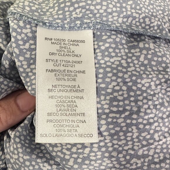 Joie 100% Silk Sleeveless Blouse Blue White Dot Print V Neck Tank Top L - Picture 8 of 8